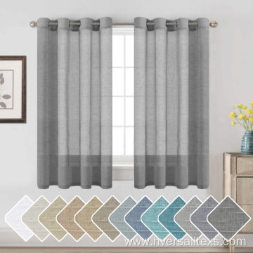 Modern Home Linen Textured Charcoal Grey Sheer Curtains